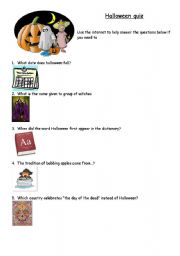 English Worksheet: Halloween Quiz