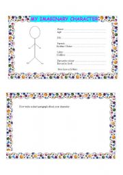 English worksheet: my imaginary character