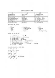 English Worksheet: prepositions of time