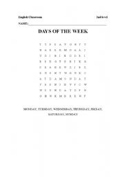 English Worksheet: Days of the week