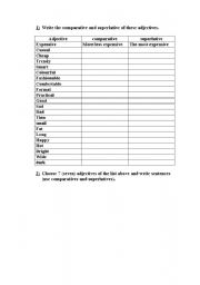 English worksheet: Comparatives and superlatives