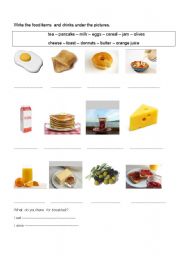 English worksheet: food workshhet