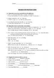 English worksheet: Prepositions