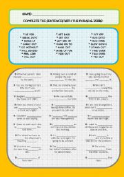 English Worksheet: Exercises - Phrasal Verbs [2/3]