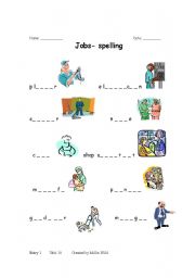 English worksheet: jobs spellings