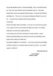 English Worksheet: The golden boys