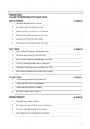 English Worksheet: PASSIVE VOICE