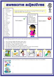 English Worksheet: awesome adjectives