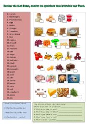 English Worksheet: Food to work with adult and teen students