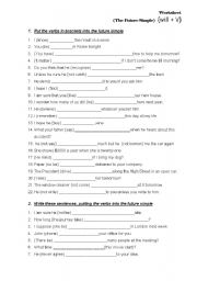 English Worksheet: Future Simple Worksheet