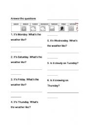 English Worksheet: Whats the weather like?