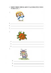 English worksheet: Describe the drawings