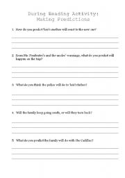 English Worksheet: During Reading - The Gold Cadillac