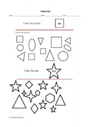 English worksheet: Shapes and colors