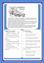 English Worksheet: LANDSLIDE IN SCOTLAND