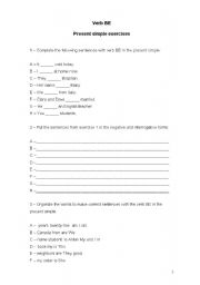 English Worksheet: Present Simple Verb BE