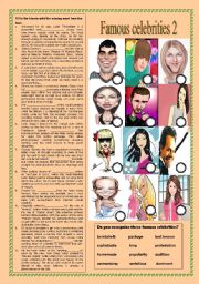 English Worksheet: Famous celebrities part 2 (12.11.2010)