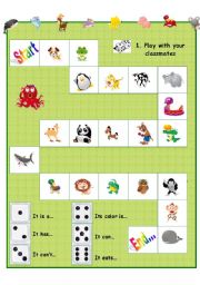 English Worksheet: board game with animals