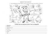 English Worksheet: There is and there are... with Sponge Bob