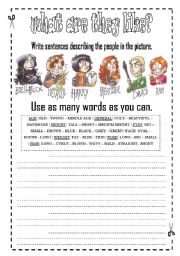 English Worksheet: Describin People Appearance - physical appearance 2/3