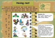 English worksheet: Having a rest in the Nationap Park.