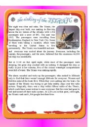 English Worksheet: Reading - the Sinking of the Titanic