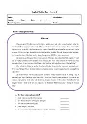 English Worksheet: English written test (7th grade)