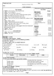 English Worksheet: food