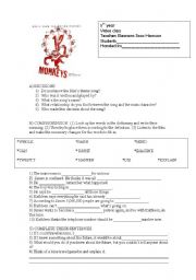 English Worksheet: Twelve Monkeys, listening activity.