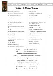 English Worksheet: Michael Jacksons Thriller + KEY