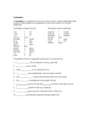 English Worksheet: Contractions