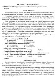 English Worksheet: reading comprehension