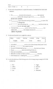 English worksheet: Past tenses with storytelling vocabulary