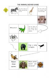 English worksheet: The animals board game