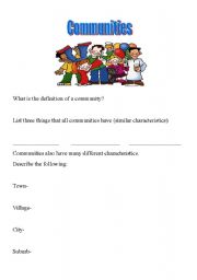 English worksheet: Communities