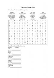 English Worksheet: Feelings and emotions vocabulary