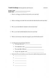 English worksheet: Movie reivew questions 