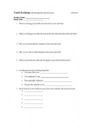 English Worksheet: Movie reivew questions 