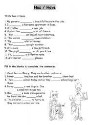 English Worksheet: Has and Have