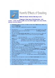 English Worksheet: HARMFUL EFFECTS OF SMOKING