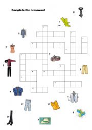 English Worksheet: crossword