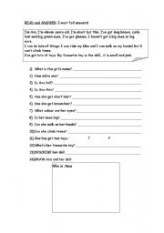 English Worksheet: READING COMPREHENSION