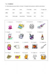 English Worksheet: Containers