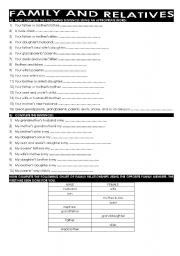 English Worksheet: Family and relatives