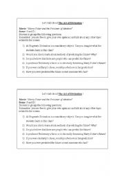 English worksheet: Superstitions - Movie Activity