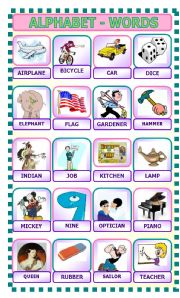 English Worksheet: ALPHABET - WORDS