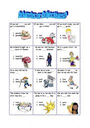 Adverbs or adjectives worksheet