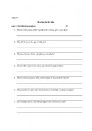 English worksheet: Activity Sheet Clearing in the Sky