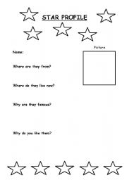 English worksheet: Famous Person Star Profile