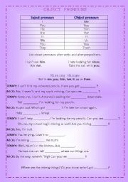 English Worksheet: Object pronouns